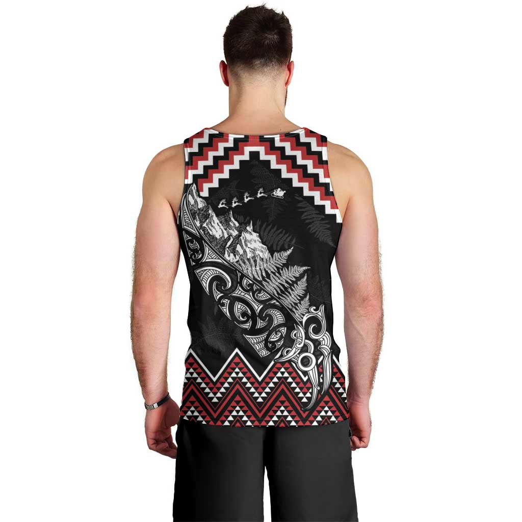 New Zealand Christmas Taniko Poutama Men Tank Top Mountainscape Maori Fern - Polynesian Pride