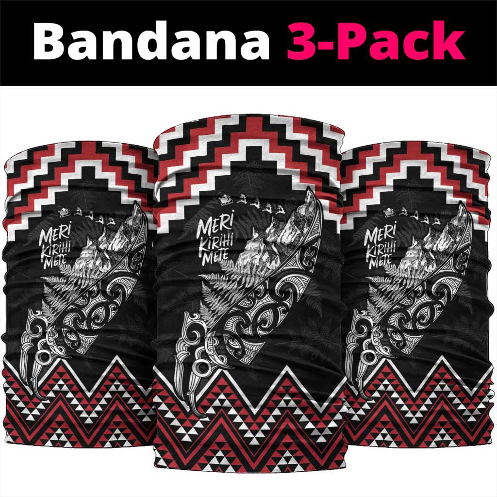 New Zealand Christmas Taniko Poutama Neck Gaiter Mountainscape Maori Fern LT7 package One Size: 25*50cm Black - Polynesian Pride
