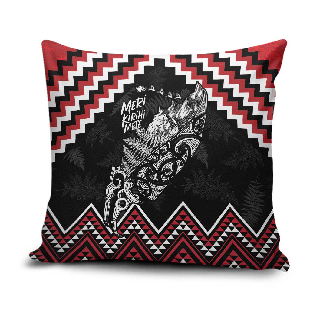 New Zealand Christmas Taniko Poutama Pillow Cover Mountainscape Maori Fern LT7 Black - Polynesian Pride