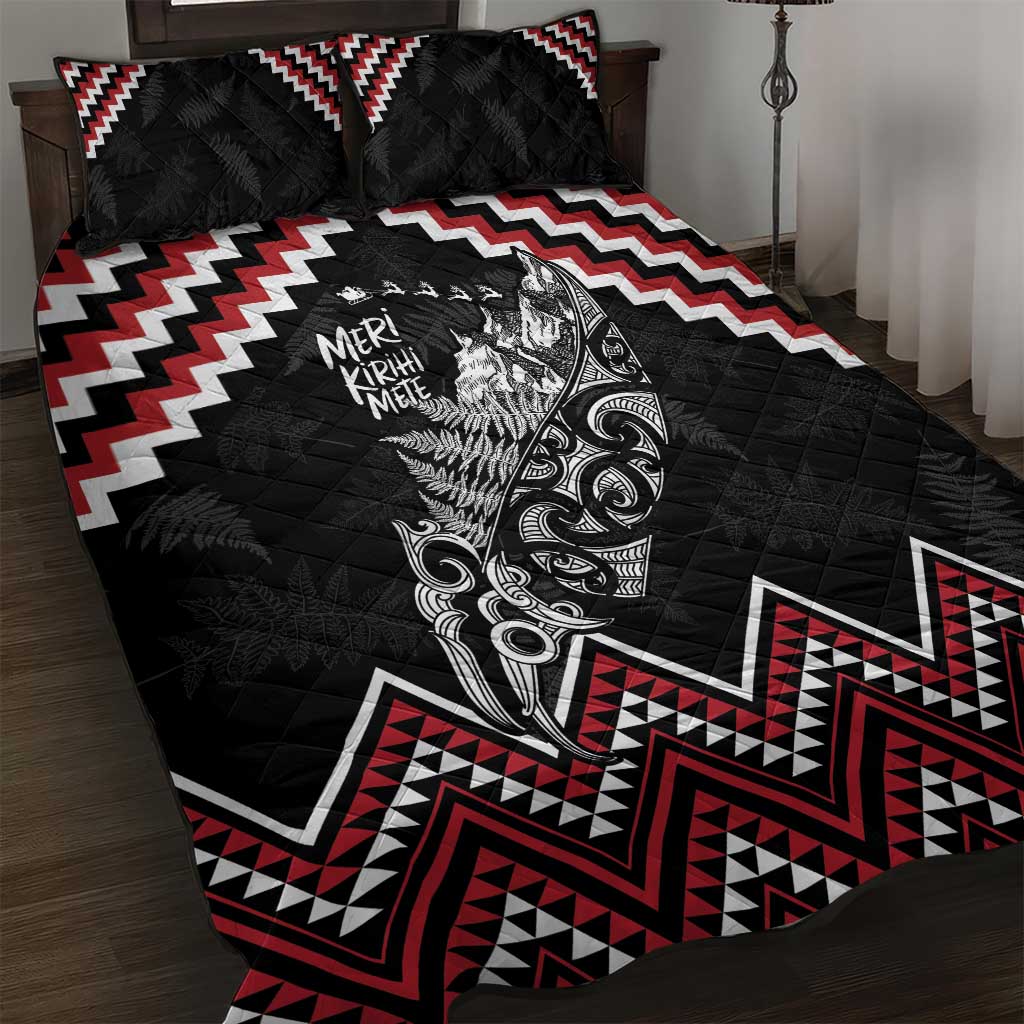 New Zealand Christmas Taniko Poutama Quilt Bed Set Mountainscape Maori Fern - Polynesian Pride