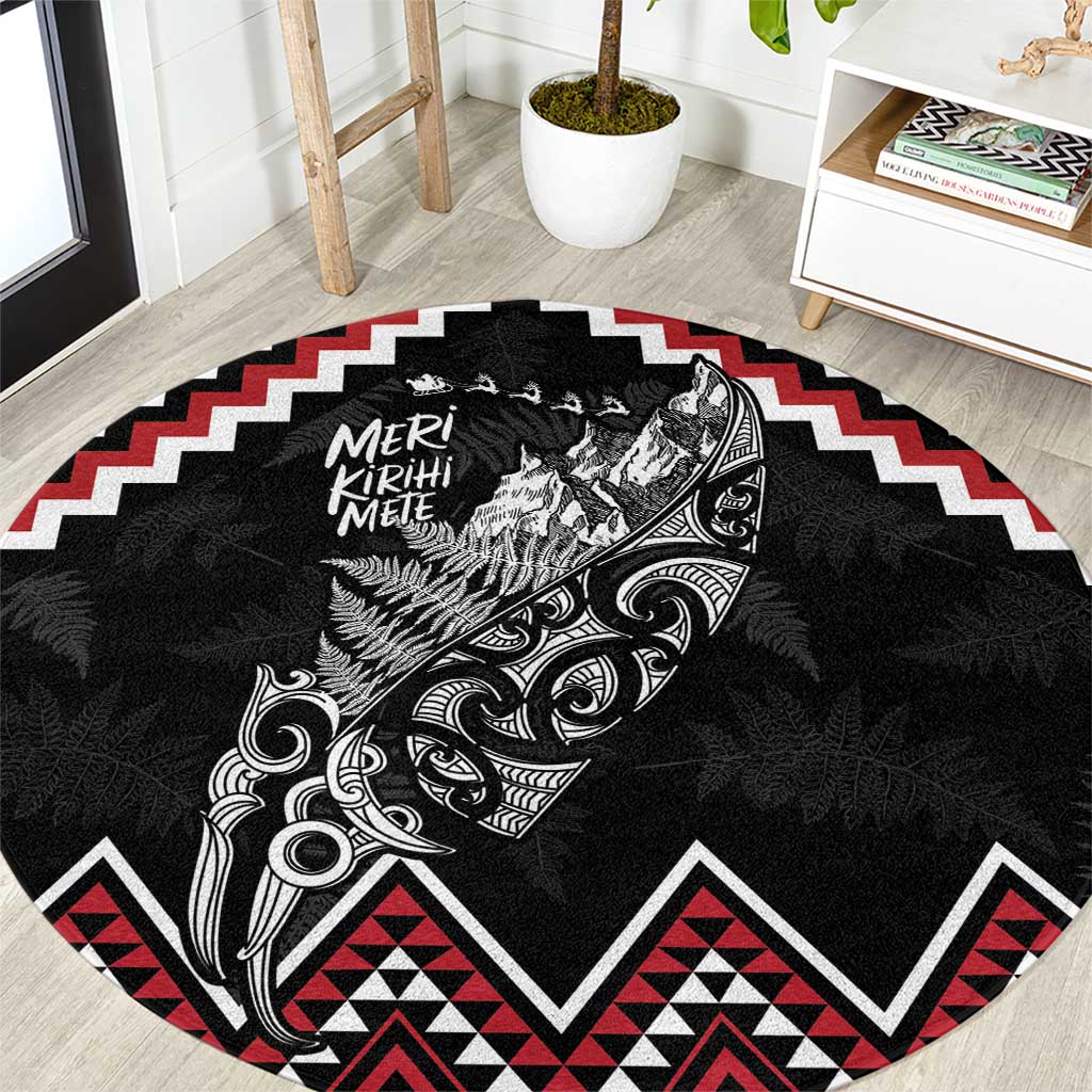 New Zealand Christmas Taniko Poutama Round Carpet Mountainscape Maori Fern - Polynesian Pride
