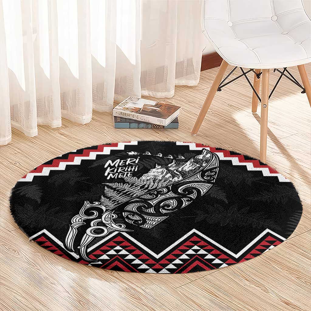 New Zealand Christmas Taniko Poutama Round Carpet Mountainscape Maori Fern - Polynesian Pride