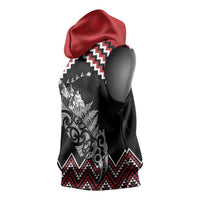New Zealand Christmas Taniko Poutama Sleeveless Hoodie Mountainscape Maori Fern - Polynesian Pride