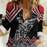 New Zealand Christmas Taniko Poutama Women Casual Shirt Mountainscape Maori Fern - Polynesian Pride