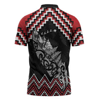 New Zealand Christmas Taniko Poutama Zipper Polo Shirt Mountainscape Maori Fern - Polynesian Pride