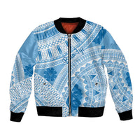 Bula Fiji Classic Masi Tapa Bomber Jacket Turquoise LT7 Unisex Turquoise - Polynesian Pride