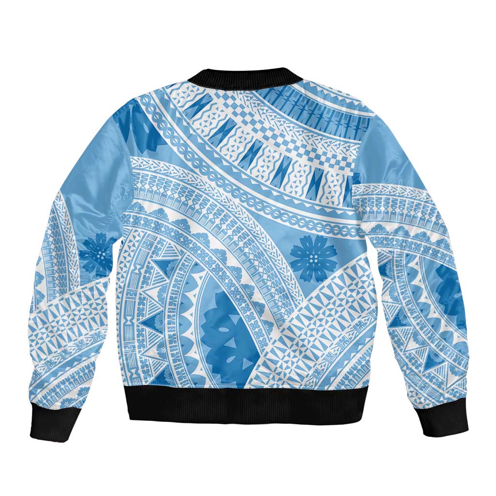 Bula Fiji Classic Masi Tapa Bomber Jacket Turquoise LT7 - Polynesian Pride