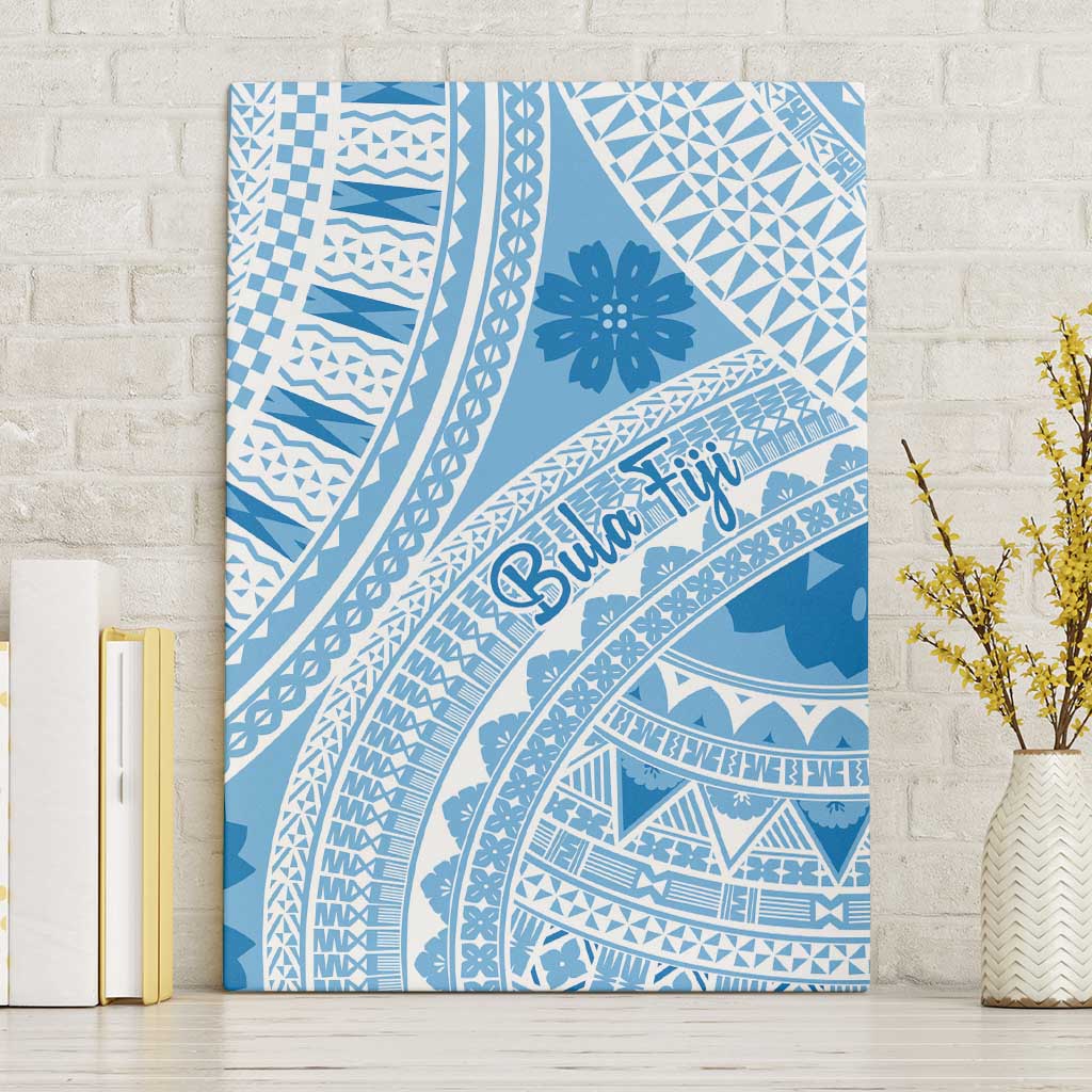 Bula Fiji Classic Masi Tapa Canvas Wall Art Turquoise - Polynesian Pride