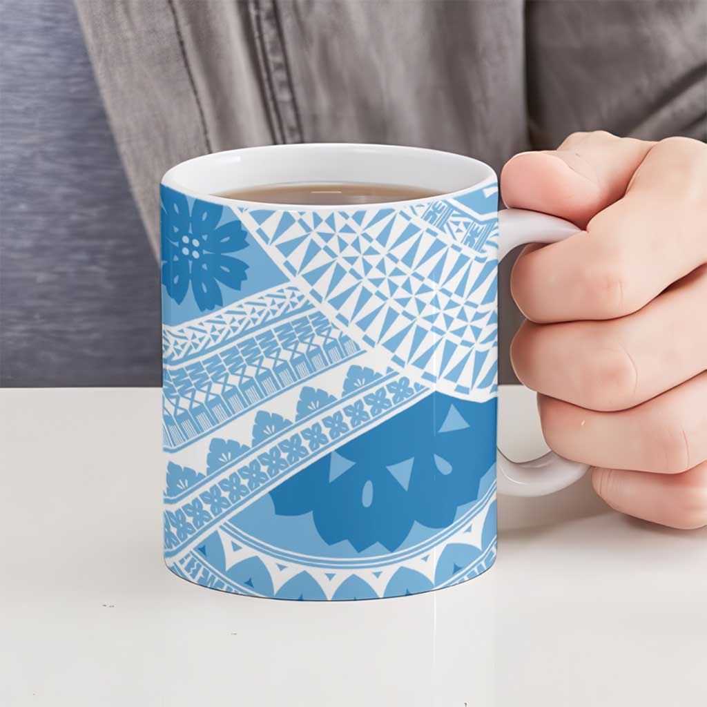 Bula Fiji Classic Masi Tapa Ceramic Mug Turquoise - Polynesian Pride