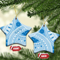 Bula Fiji Classic Masi Tapa Ceramic Ornament Turquoise - Polynesian Pride