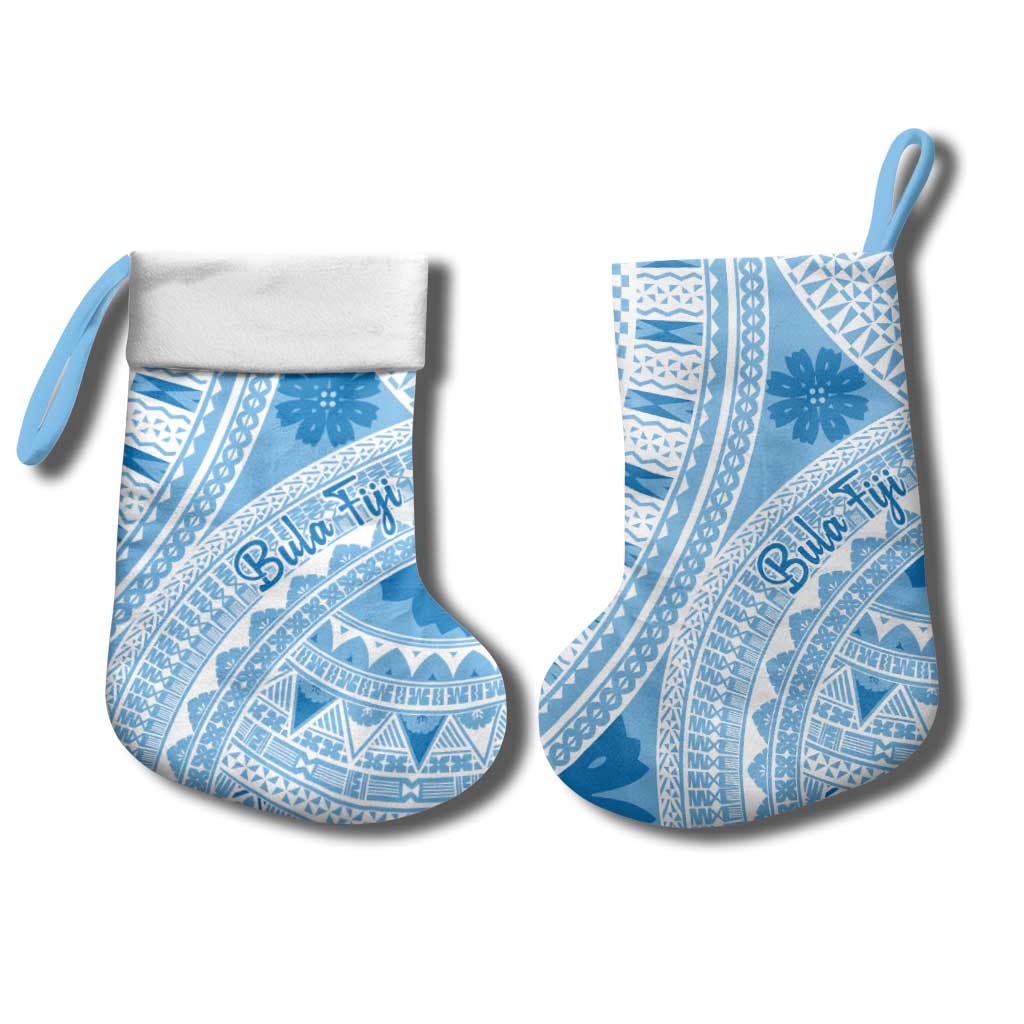 Bula Fiji Classic Masi Tapa Christmas Stocking Turquoise LT7 - Polynesian Pride