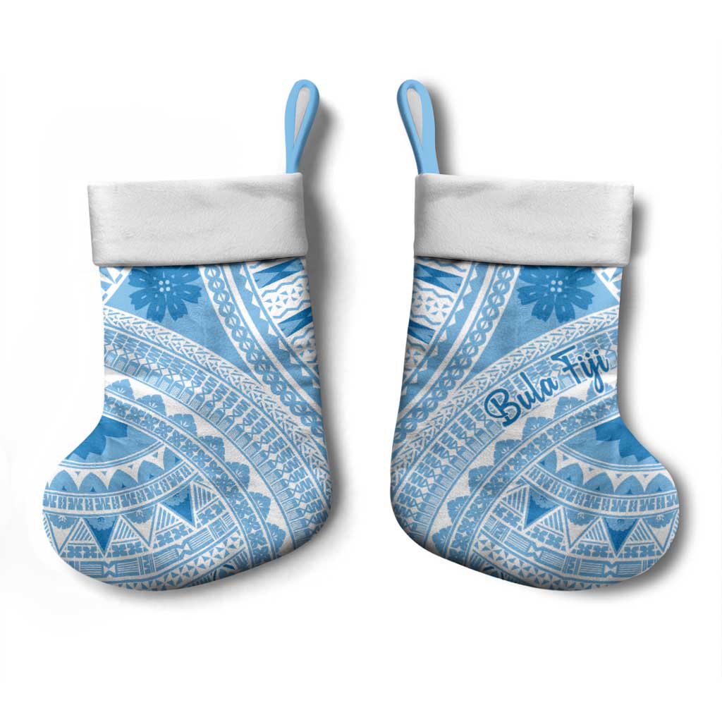 Bula Fiji Classic Masi Tapa Christmas Stocking Turquoise LT7 - Polynesian Pride