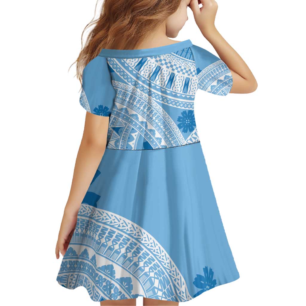 Bula Fiji Classic Masi Tapa Family Matching Off Shoulder Short Dress and Hawaiian Shirt Turquoise - Polynesian Pride