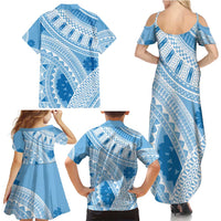 Bula Fiji Classic Masi Tapa Family Matching Summer Maxi Dress and Hawaiian Shirt Turquoise - Polynesian Pride
