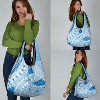 Bula Fiji Classic Masi Tapa Grocery Bag Turquoise - Polynesian Pride