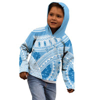 Bula Fiji Classic Masi Tapa Kid Hoodie Turquoise - Polynesian Pride