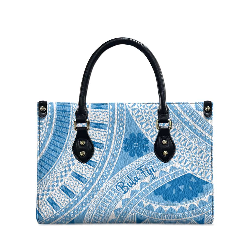 Bula Fiji Classic Masi Tapa Leather Bag Turquoise - Polynesian Pride