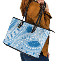 Bula Fiji Classic Masi Tapa Leather Tote Bag Turquoise - Polynesian Pride