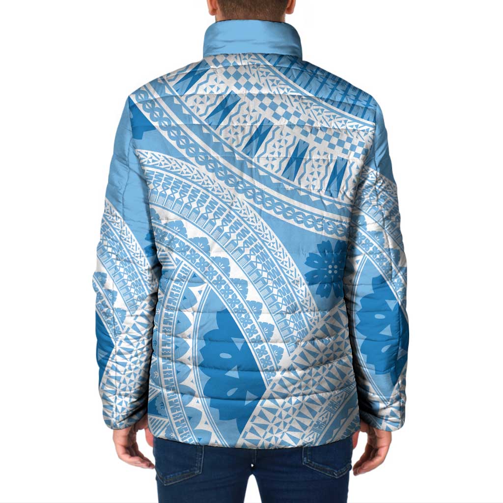 Bula Fiji Classic Masi Tapa Padded Jacket Turquoise - Polynesian Pride