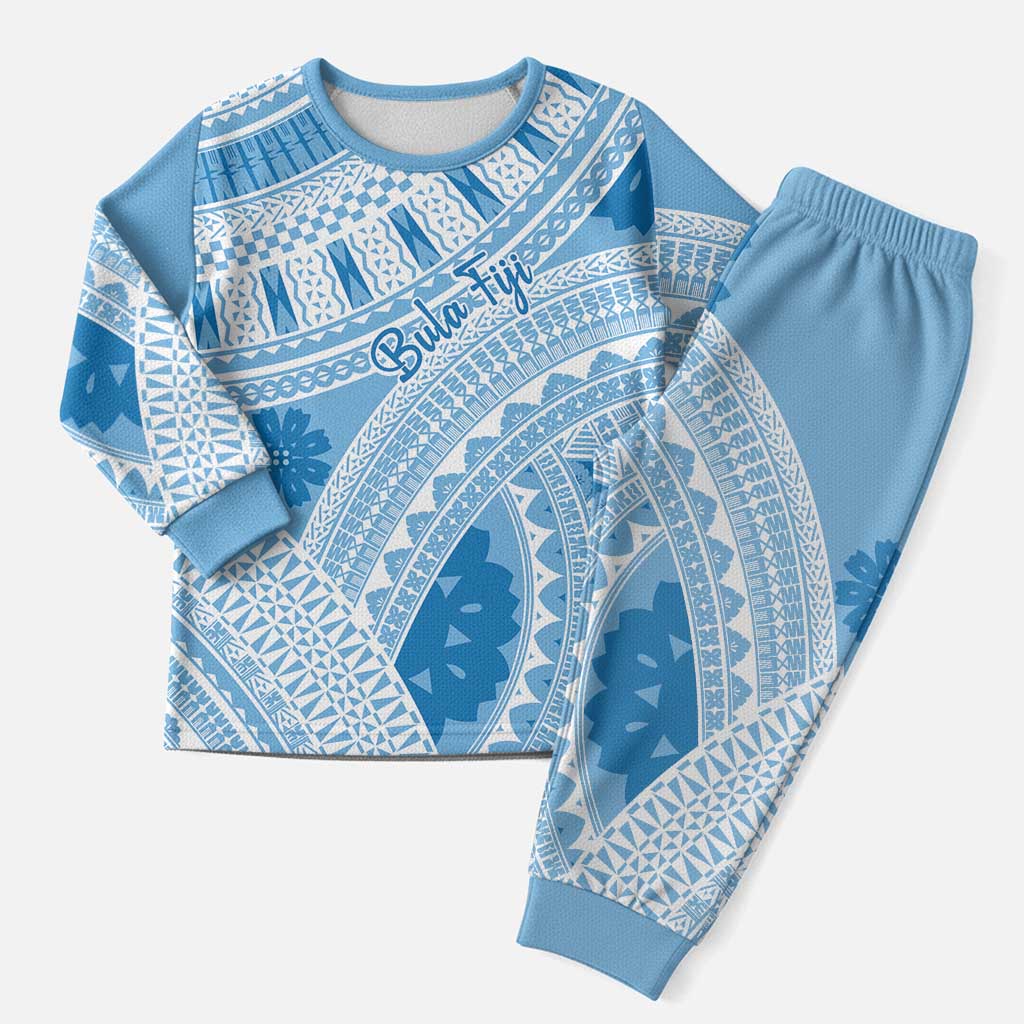 Bula Fiji Classic Masi Tapa Christmas Pajama Set Turquoise - Polynesian Pride