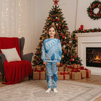Bula Fiji Classic Masi Tapa Christmas Pajama Set Turquoise - Polynesian Pride