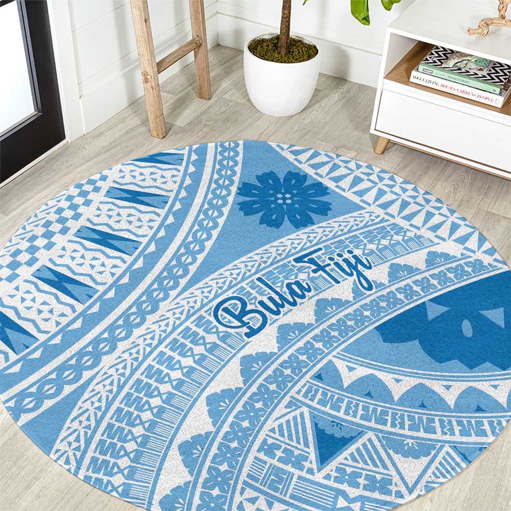 Bula Fiji Classic Masi Tapa Round Carpet Turquoise - Polynesian Pride