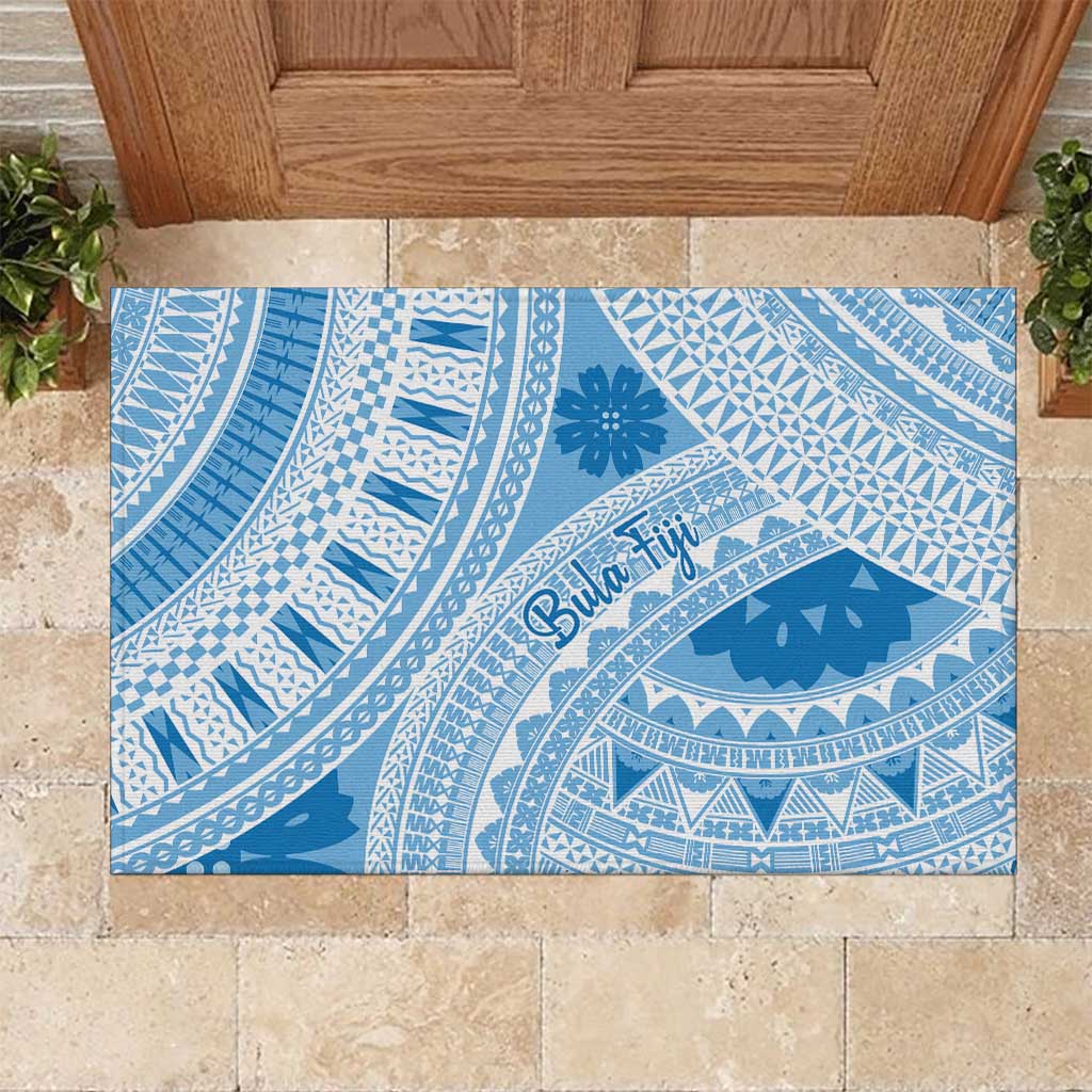 Bula Fiji Classic Masi Tapa Rubber Doormat Turquoise - Polynesian Pride