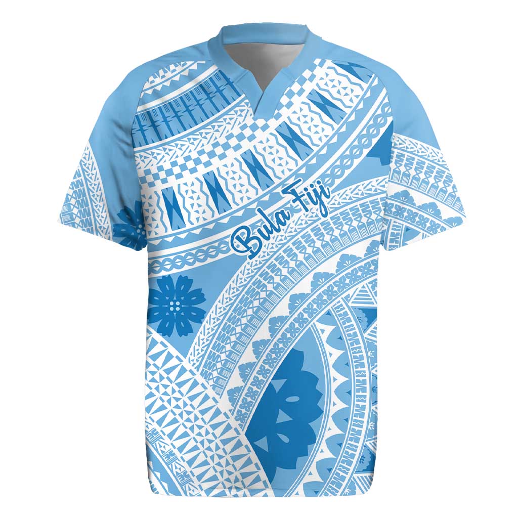 Bula Fiji Classic Masi Tapa Rugby Jersey Turquoise - Polynesian Pride