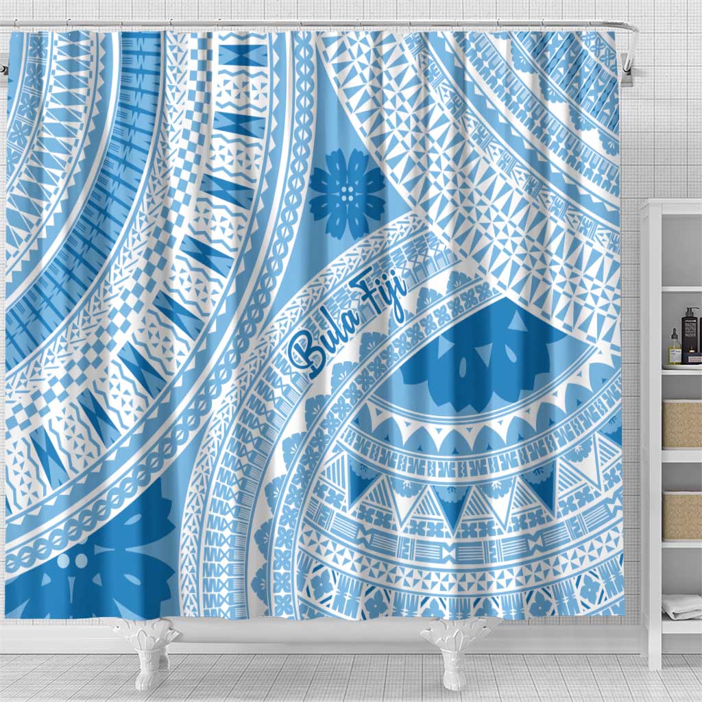 Bula Fiji Classic Masi Tapa Shower Curtain Turquoise LT7 - Polynesian Pride
