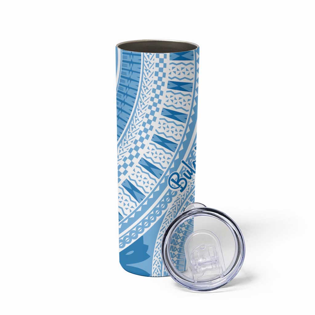 Bula Fiji Classic Masi Tapa Skinny Tumbler Turquoise - Polynesian Pride