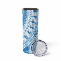 Bula Fiji Classic Masi Tapa Skinny Tumbler Turquoise - Polynesian Pride