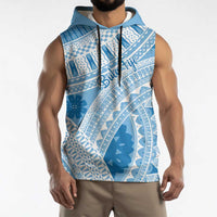 Bula Fiji Classic Masi Tapa Sleeveless Hoodie Turquoise - Polynesian Pride