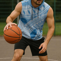 Bula Fiji Classic Masi Tapa Sleeveless Hoodie Turquoise - Polynesian Pride