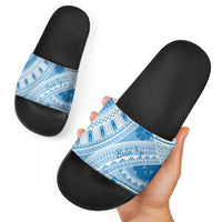 Bula Fiji Classic Masi Tapa Slide Sandals Turquoise LT7 - Polynesian Pride