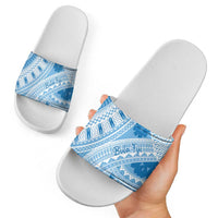 Bula Fiji Classic Masi Tapa Slide Sandals Turquoise LT7 - Polynesian Pride