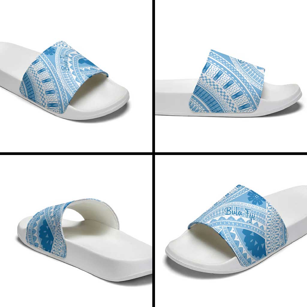 Bula Fiji Classic Masi Tapa Slide Sandals Turquoise LT7 - Polynesian Pride