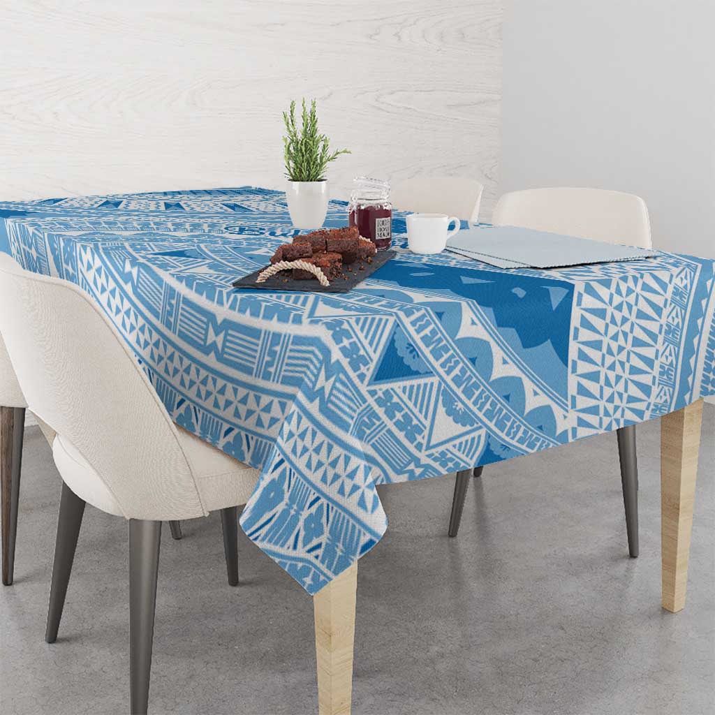 Bula Fiji Classic Masi Tapa Tablecloth Turquoise - Polynesian Pride