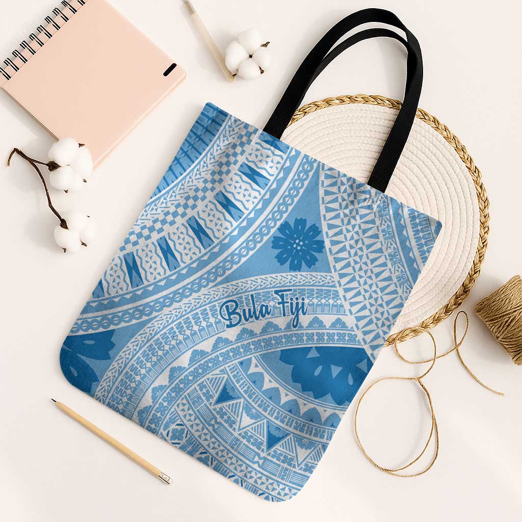 Bula Fiji Classic Masi Tapa Tote Bag Turquoise - Polynesian Pride