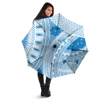 Bula Fiji Classic Masi Tapa Umbrella Turquoise - Polynesian Pride