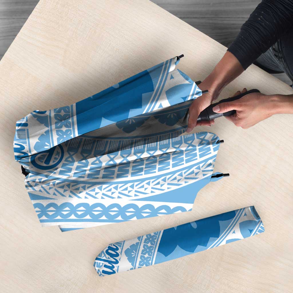 Bula Fiji Classic Masi Tapa Umbrella Turquoise - Polynesian Pride