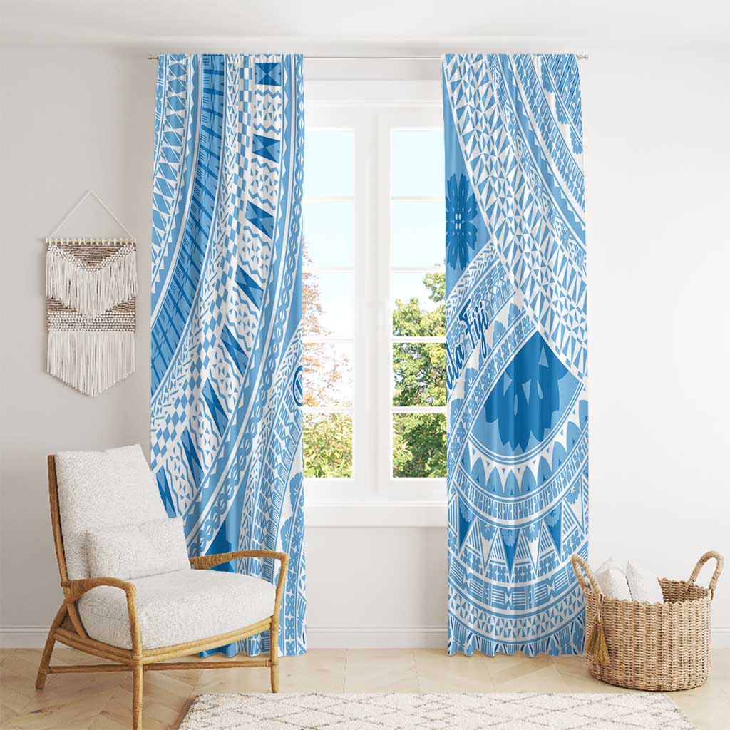 Bula Fiji Classic Masi Tapa Window Curtain Turquoise - Polynesian Pride
