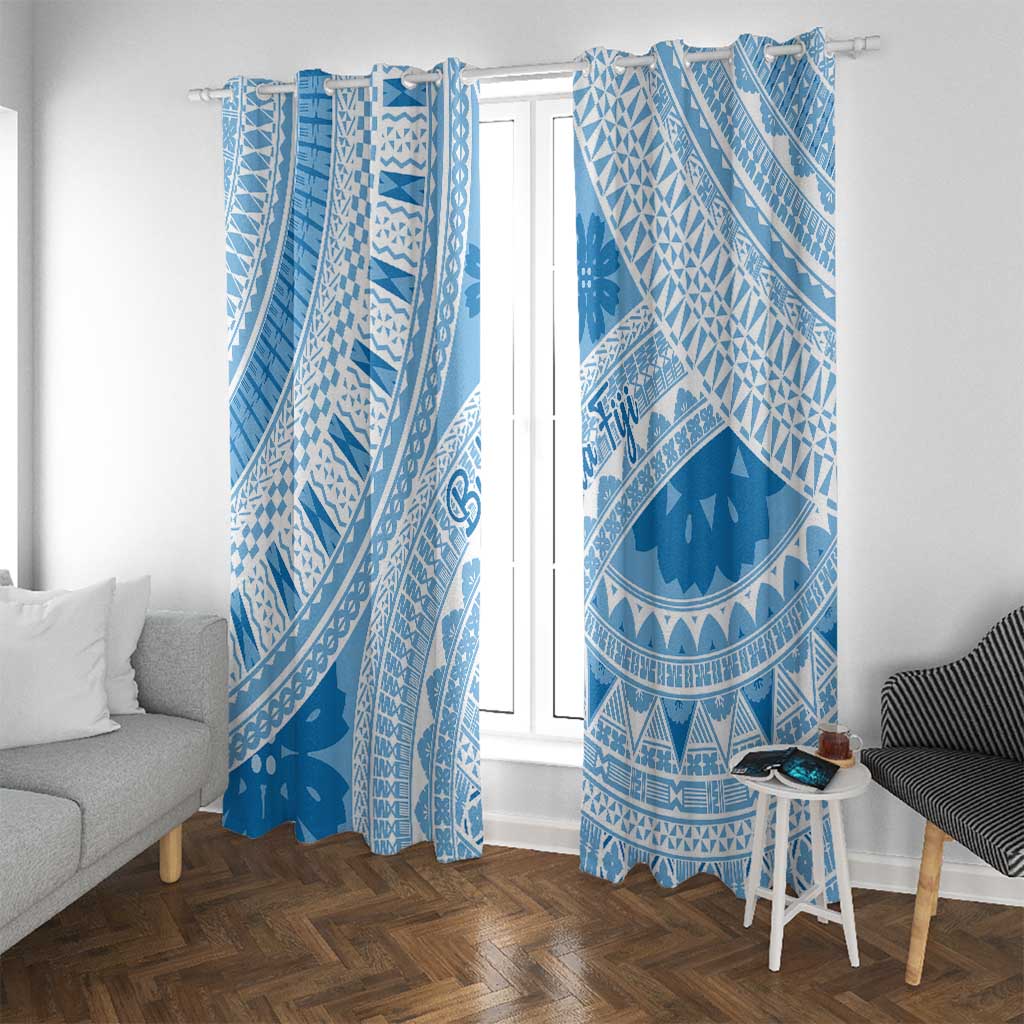 Bula Fiji Classic Masi Tapa Window Curtain Turquoise - Polynesian Pride