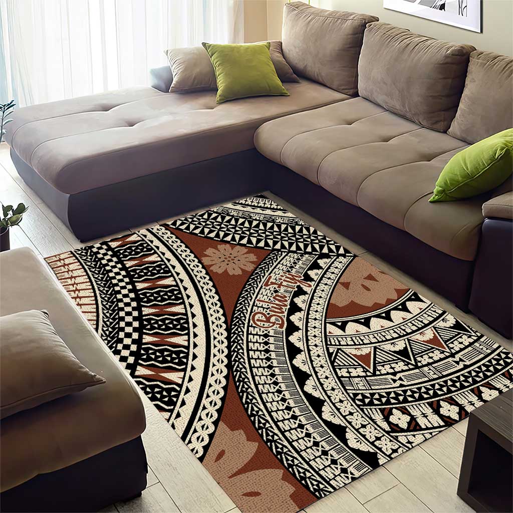 Bula Fiji Classic Masi Tapa Area Rug Vintage Brown - Polynesian Pride
