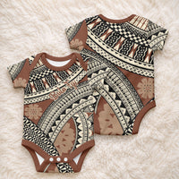 Bula Fiji Classic Masi Tapa Baby Onesie Vintage Brown