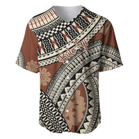 Bula Fiji Classic Masi Tapa Baseball Jersey Vintage Brown LT7 Brown - Polynesian Pride