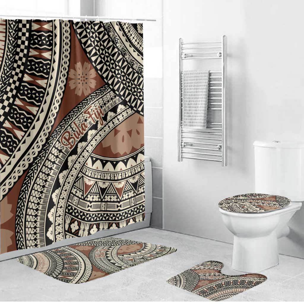Bula Fiji Classic Masi Tapa Bathroom Set Vintage Brown - Polynesian Pride