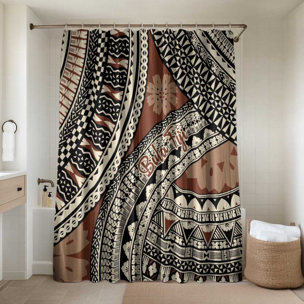Bula Fiji Classic Masi Tapa Bathroom Set Vintage Brown - Polynesian Pride