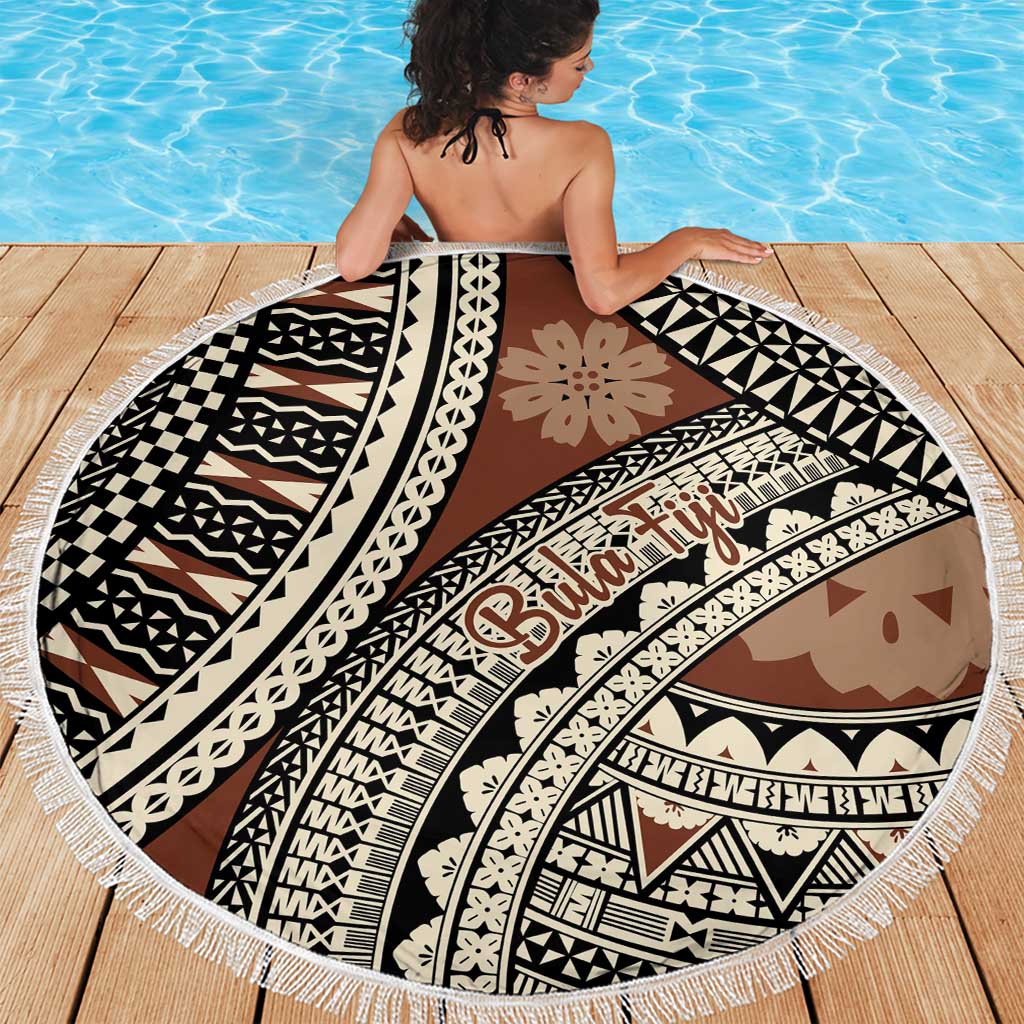 Bula Fiji Classic Masi Tapa Beach Blanket Vintage Brown LT7 - Polynesian Pride