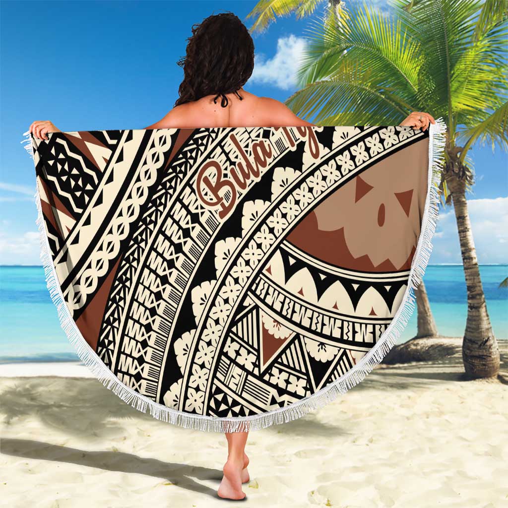 Bula Fiji Classic Masi Tapa Beach Blanket Vintage Brown LT7 - Polynesian Pride