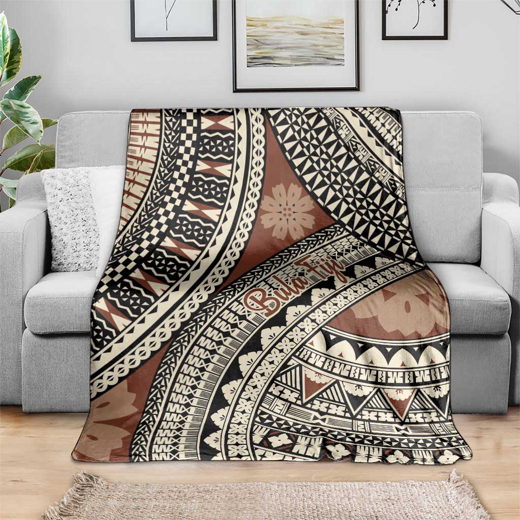 Bula Fiji Classic Masi Tapa Blanket Vintage Brown - Polynesian Pride